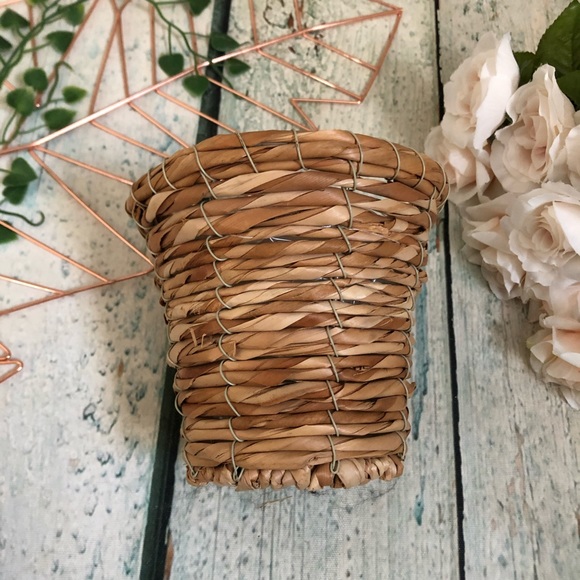 Basket planter wicker weave brown boho decor tan